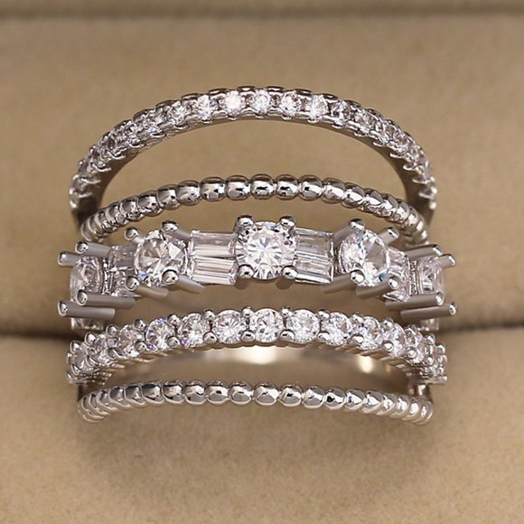 "Latest Design 925 Silver Plated White CZ Wedding Ring, FB16FA1133 - Picture 2 of 7